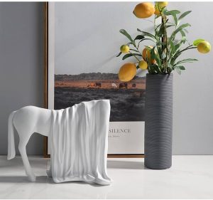 Abstract White Horse Sculpture with Draped Form