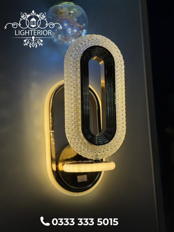 19 Luxury Crystal Oval Wall Light – Gold & Black Finish