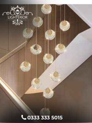 Golden Orbit Crystal Chandelier
