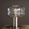 Futuristic Smoked Glass & Brushed Steel Table Lamp