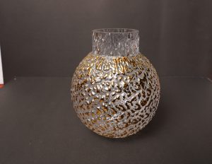 25 Textured Crystal & Gold Globe Vase