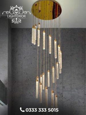 Golden Raindrop Tube Chandelier