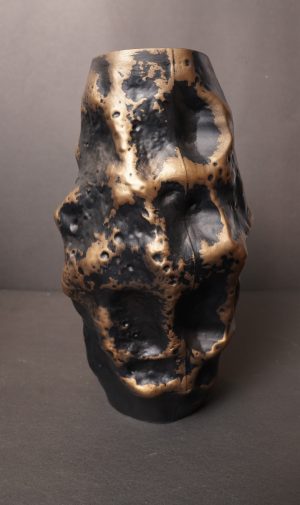 42 Black & Gold Textured Lava Vase