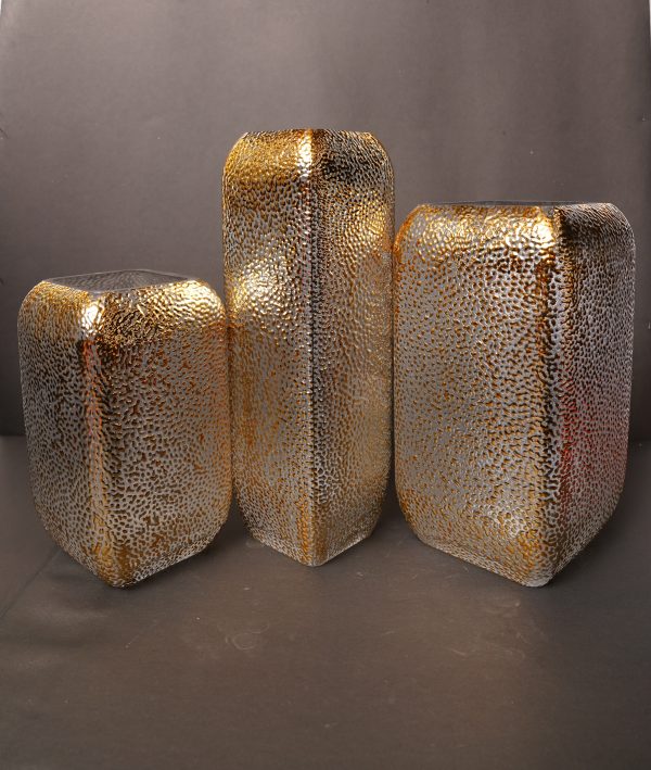 Golden & Silver Textured Metallic Vase