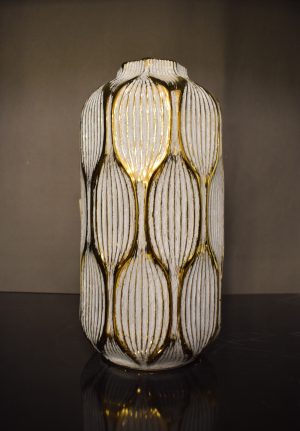 DSC_0342 Sculpted Ceramic Vase with Gold Leaf Detailing