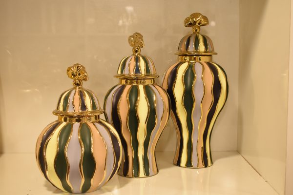 DSC_0457 Elegant Multicolor Wave-Pattern Decorative Jars with Golden Accents