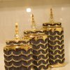 Elegant Black & Gold Embossed Decorative Jars with Crystal Finials
