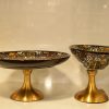 Elegant Floral Design Pedestal Bowl & Tray