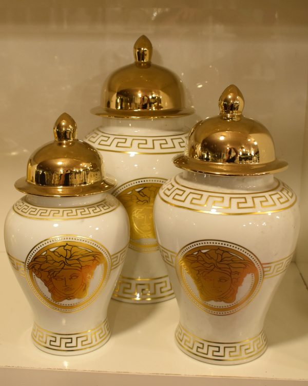 Luxury White & Gold Decorative Ginger Jars