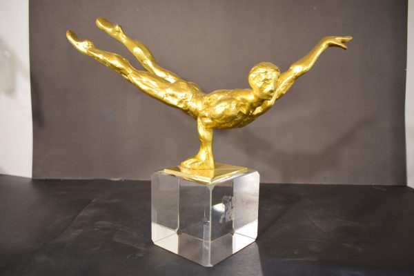 DSC_0669 Gold Gymnast Sculpture on Crystal Base