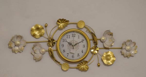 Elegant Gold Floral Wall Clock