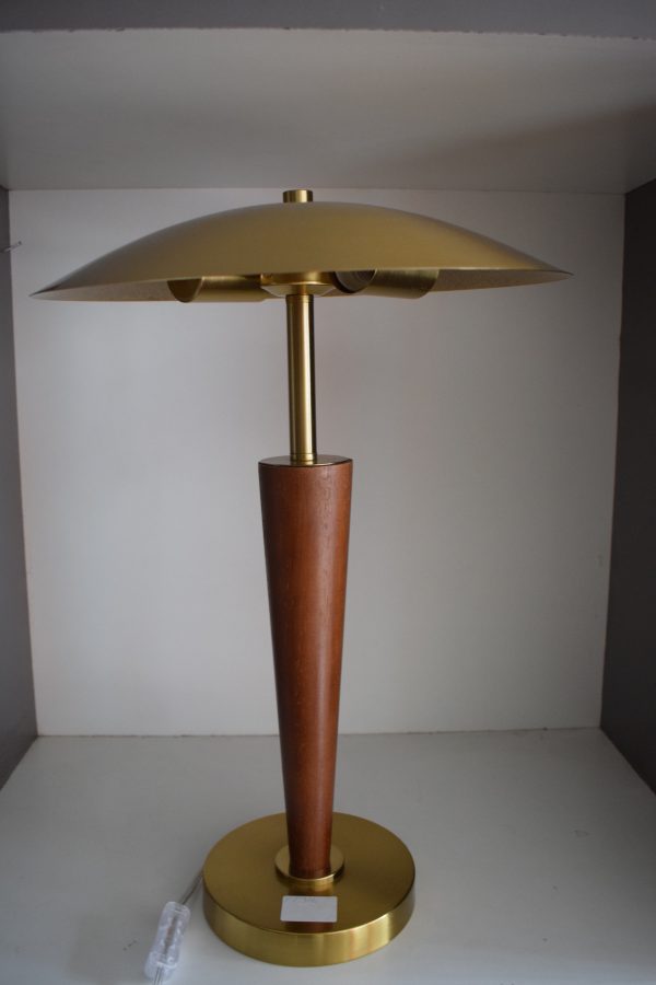 DSC_0715 Mid-Century Modern Brass & Teak Table Lamp