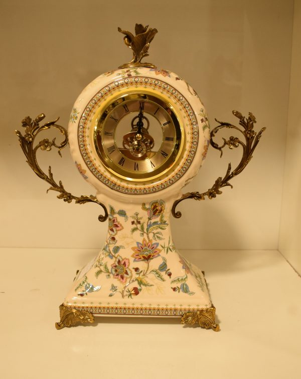 Victorian Floral Porcelain Mantel Clock