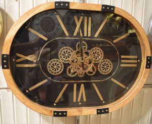 Oval Rustic Gear Wall Clock