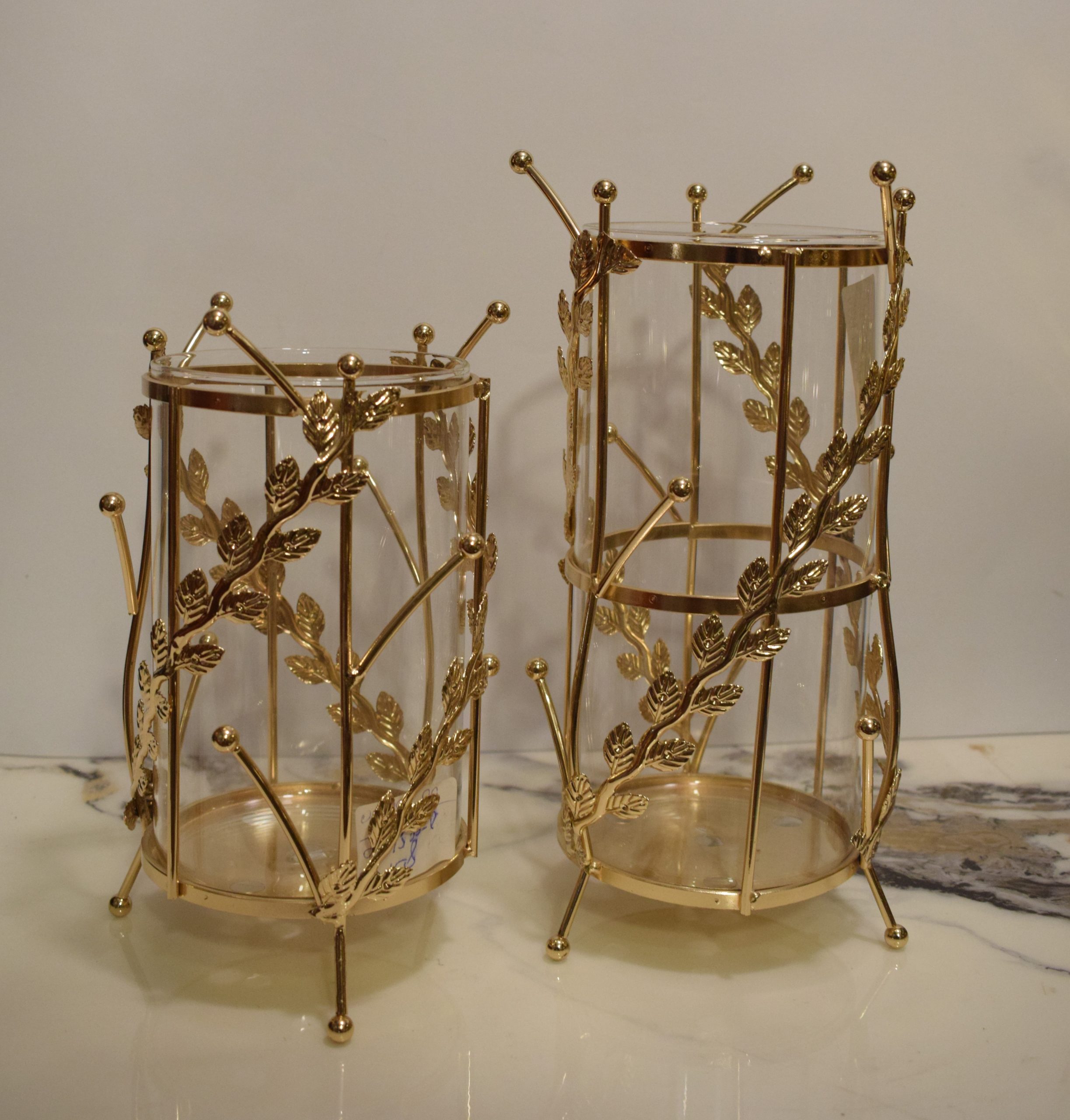 Modern Gold Cage Candle Holder – Cylindrical Metal Votive Lanterns