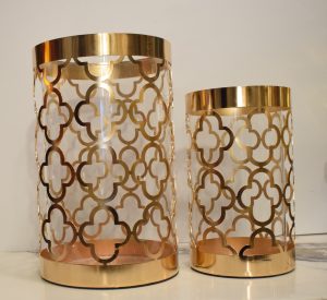 Gold Lattice Candle Holder