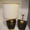 Luxury Black & Gold Table Lamp – Modern Velvet Base with Elegant White Shade-Pair