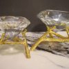 Faceted Crystal Diamonds on Gold Branch Stands