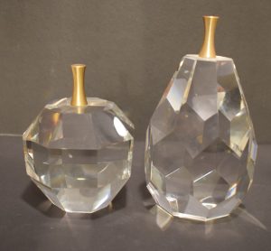 DSC_0908 Faceted Crystal Apple & Pear Figurines with Gold-Tone Stems