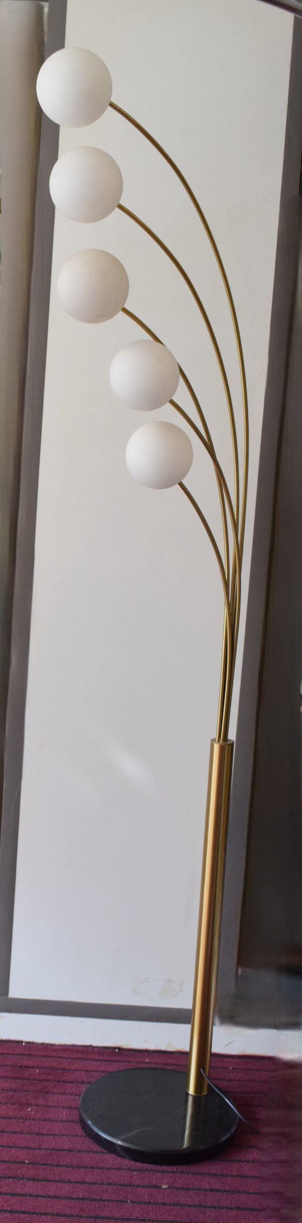 Gold Arc Floor Lamp with 5 Frosted Globe Lights