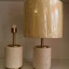 Natural Stone Cylinder Table Lamp with Gold Base-Pair