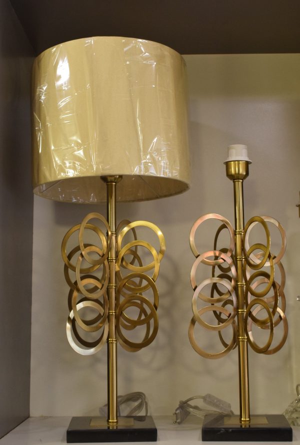 DSC_0930 Luxury Gold Ring Table Lamp with Black Marble Base-Pair
