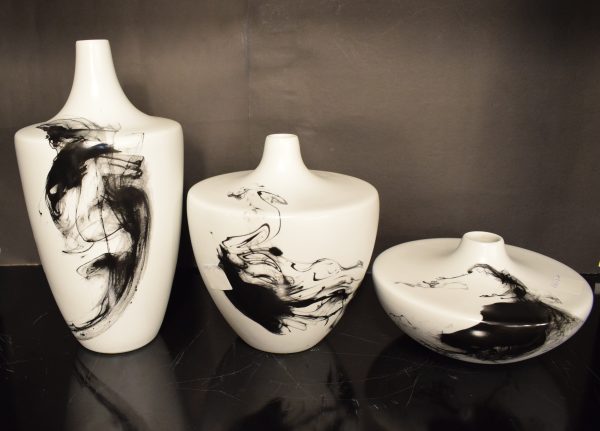 DSC_1062 Three Abstract Black & White Ceramic Vases