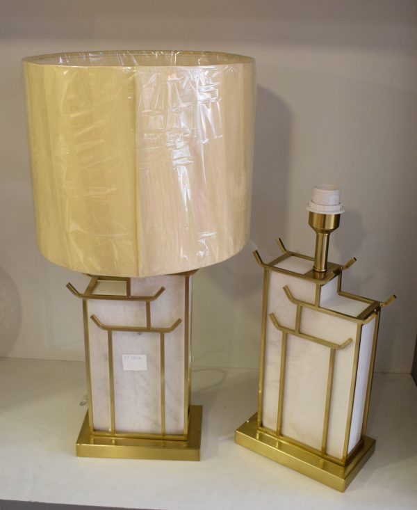 Pagoda-Style Gold and Marble Table Lamp