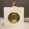 Modern Marble Table Clock with Golden Deer Décor