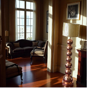 Gold Sphere Stack Floor Lamp