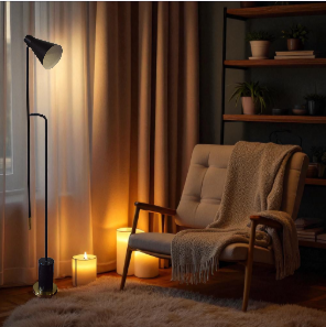 Modern Black & Brass Floor Lamp – Adjustable Cone Shade