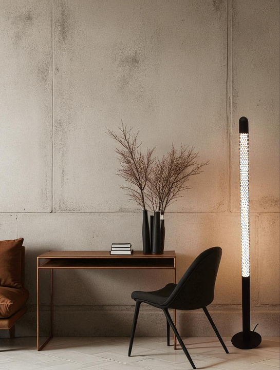 Modern LED Tube Floor Lamp – Sleek Honeycomb Design