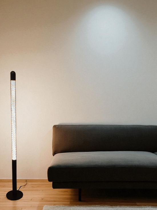 Modern LED Tube Floor Lamp – Sleek Honeycomb Design