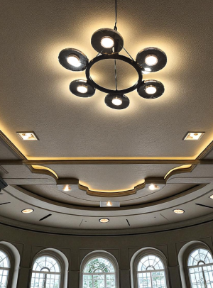 Modern 6-Light LED Chandelier with Transparent Disc Shades