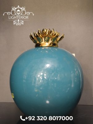 Turquoise & Gold Crown Decorative Jar