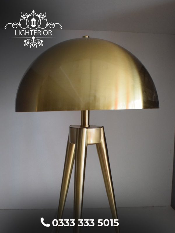 Sculpted Brass Dome Tripod Table Lamp