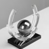 Modern Crystal Arc Sculpture with Black Sphere