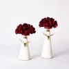 Modern White Cone Vases with Golden Deer Heads and Red Floral Tops