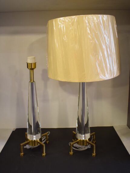 Luxury Crystal & Gold Table Lamp Set – Modern Cone Base_Pair