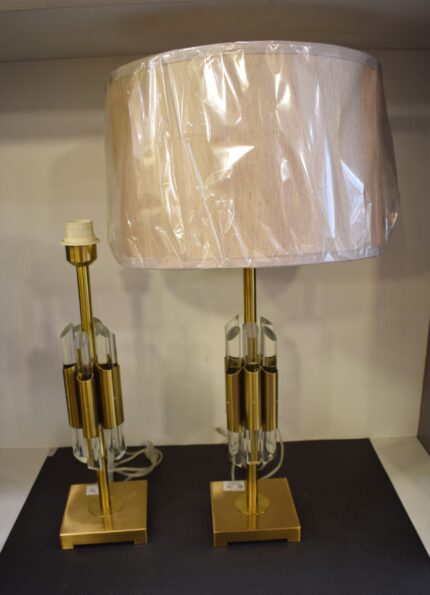 Luxury Gold Metal & Crystal Rod Table Lamp-Pair