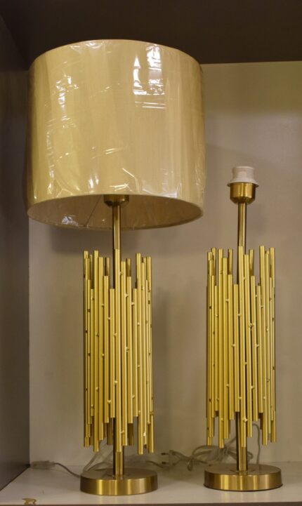 Gold Cylinder Rod Table Lamp-Pair